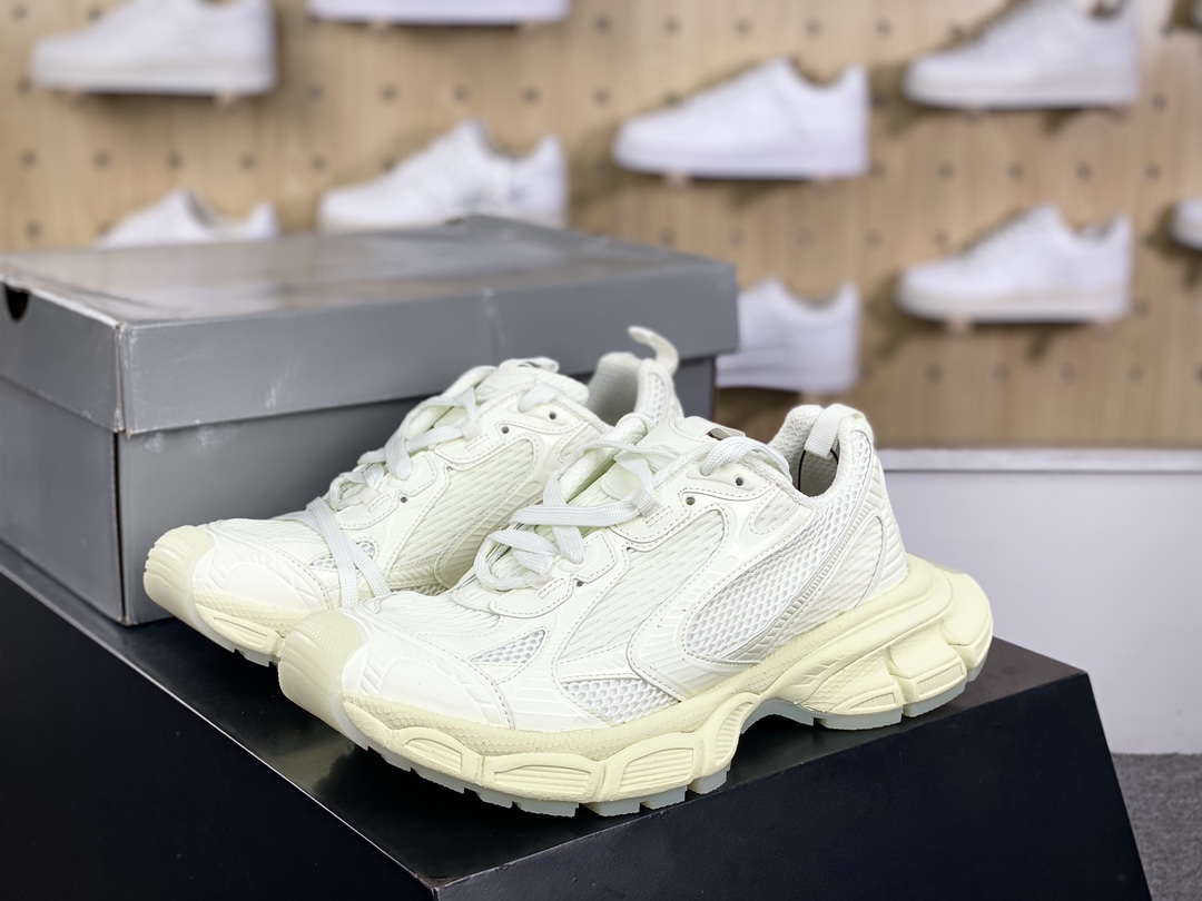 380 巴黎世家BALENCIAGA 3XL Sneakers 3+系列低帮慢跑鞋“网织米白全夜光”734731 W3XLG 9001