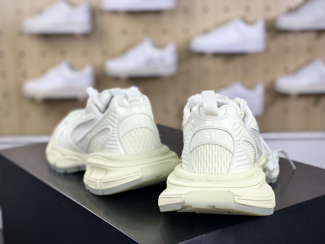 380 巴黎世家BALENCIAGA 3XL Sneakers 3+系列低帮慢跑鞋“网织米白全夜光”734731 W3XLG 9001