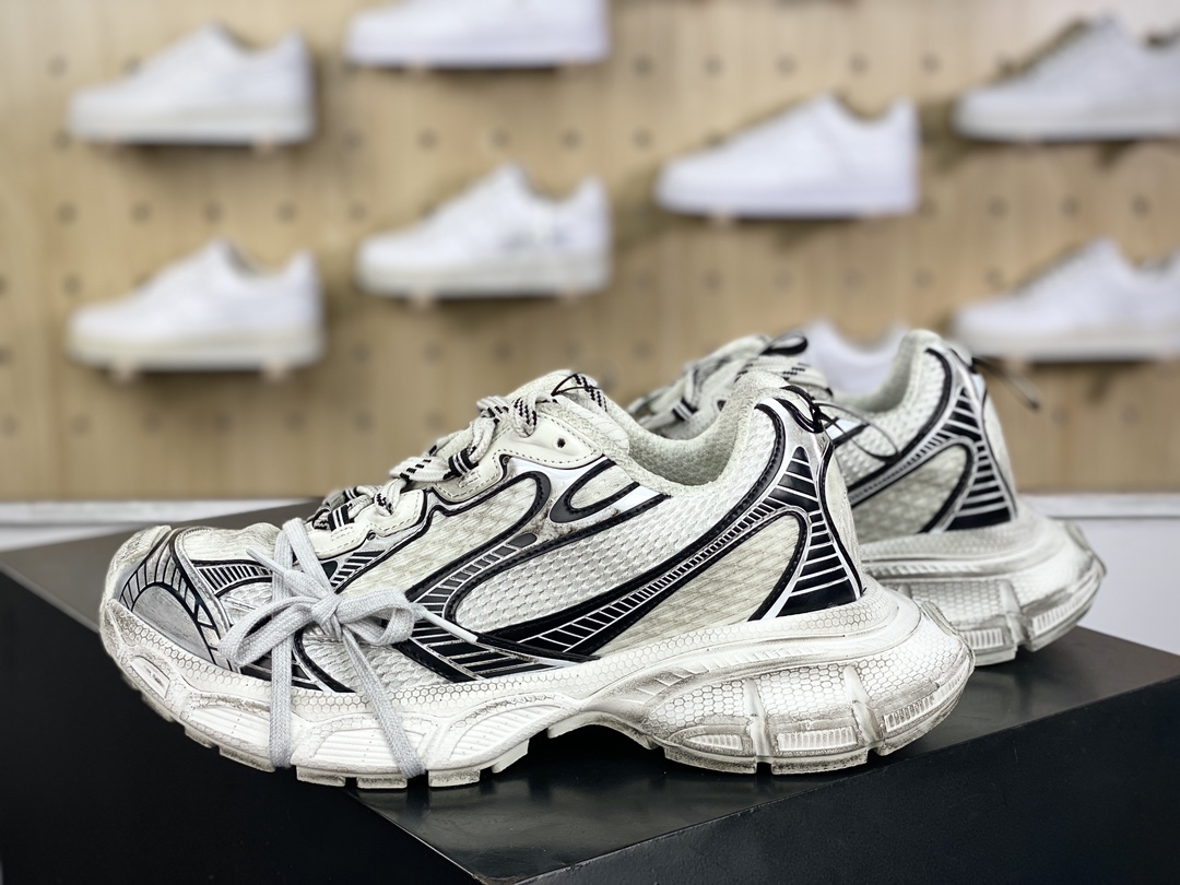 480 巴黎世家BALENCIAGA 3XL Sneakers 3+系列低帮慢跑鞋“网织白黑做旧”734734 W3XL4 9710