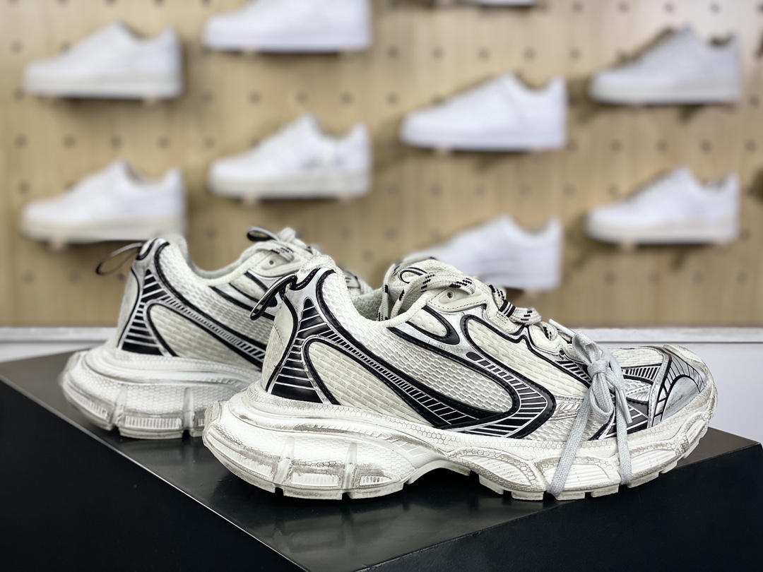 480 巴黎世家BALENCIAGA 3XL Sneakers 3+系列低帮慢跑鞋“网织白黑做旧”734734 W3XL4 9710