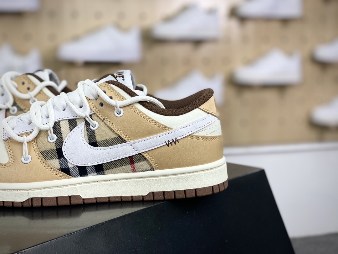 260 耐克Nike SB Dunk Low Lot"Brown/Milk White"扣篮板鞋“米黄白苏格兰格子加粗绑绳”DD1503-124