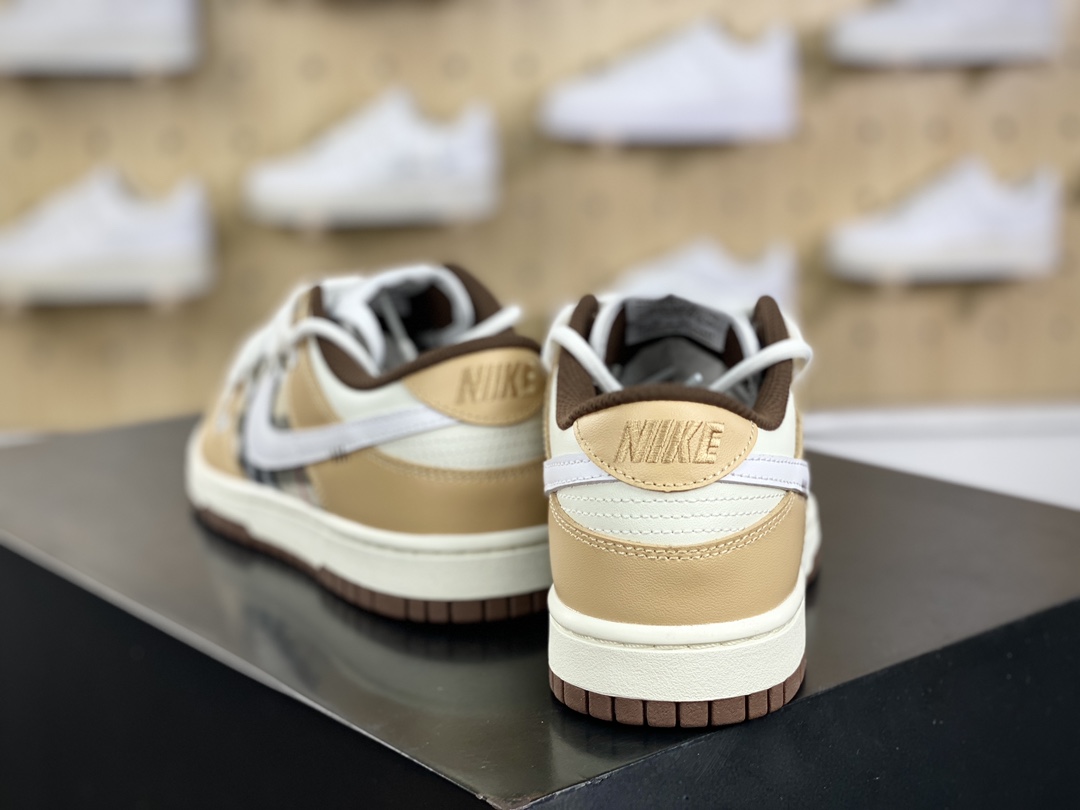 260 耐克Nike SB Dunk Low Lot"Brown/Milk White"扣篮板鞋“米黄白苏格兰格子加粗绑绳”DD1503-124