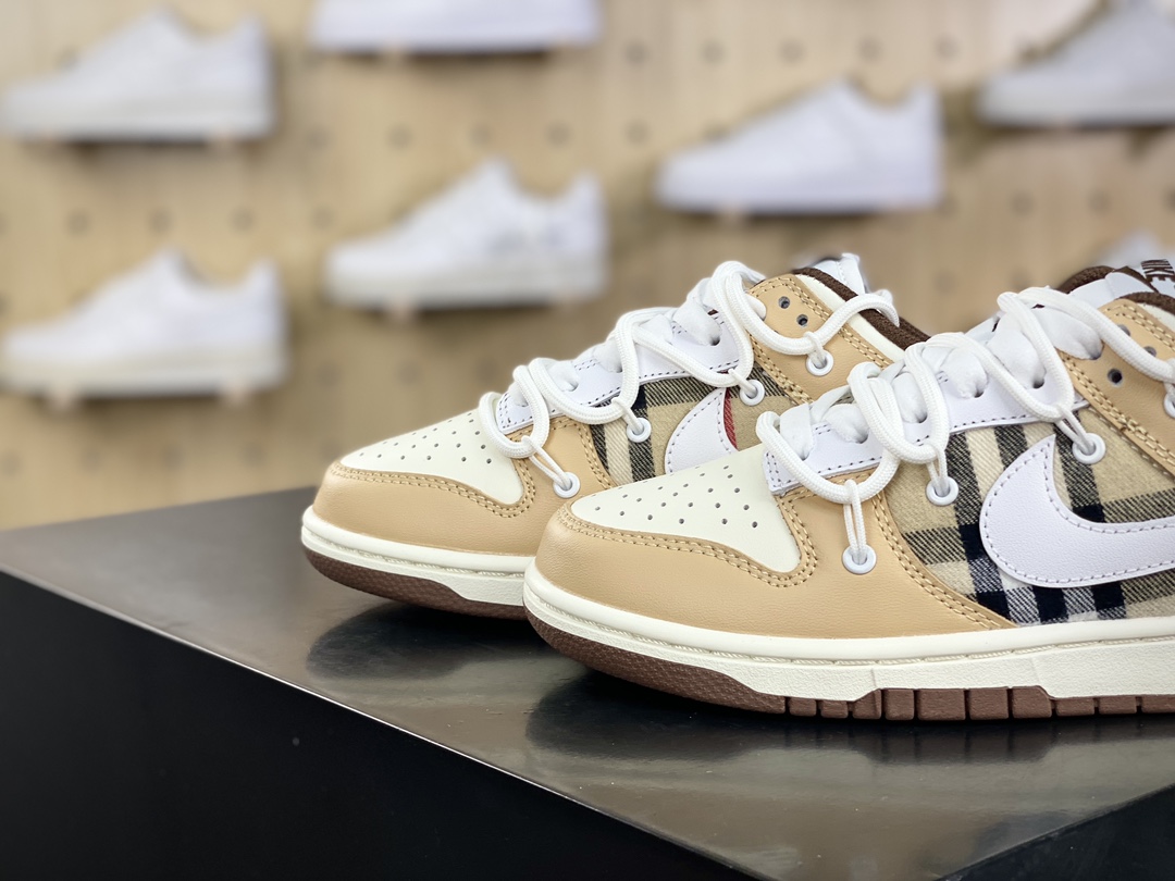 260 耐克Nike SB Dunk Low Lot"Brown/Milk White"扣篮板鞋“米黄白苏格兰格子加粗绑绳”DD1503-124