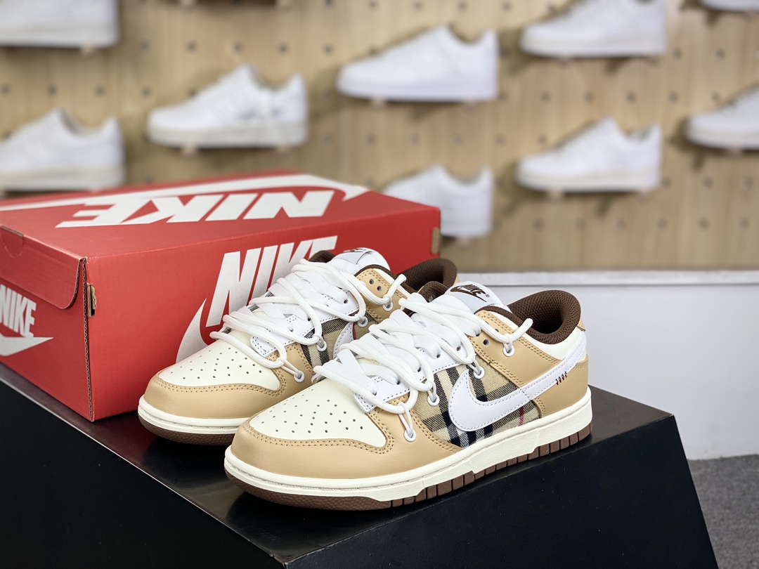 260 耐克Nike SB Dunk Low Lot”Brown/Milk White”扣篮板鞋“米黄白苏格兰格子加粗绑绳”DD1503-124