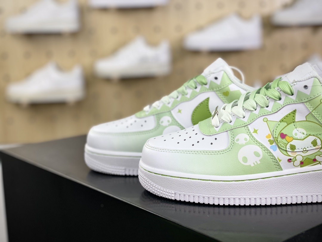 240 Nike Air Force 1’07 Low"Beige White/Apple Green Checkerboard"空军一号板鞋“皮革绿库洛米骷髅”CW2288-111