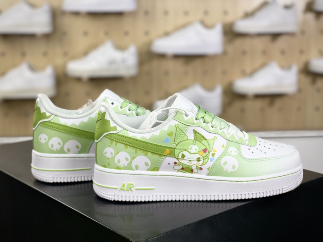 240 Nike Air Force 1’07 Low"Beige White/Apple Green Checkerboard"空军一号板鞋“皮革绿库洛米骷髅”CW2288-111