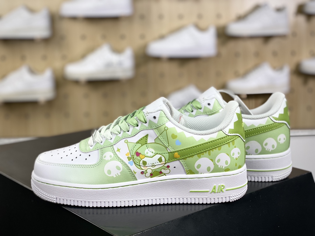 240 Nike Air Force 1’07 Low"Beige White/Apple Green Checkerboard"空军一号板鞋“皮革绿库洛米骷髅”CW2288-111