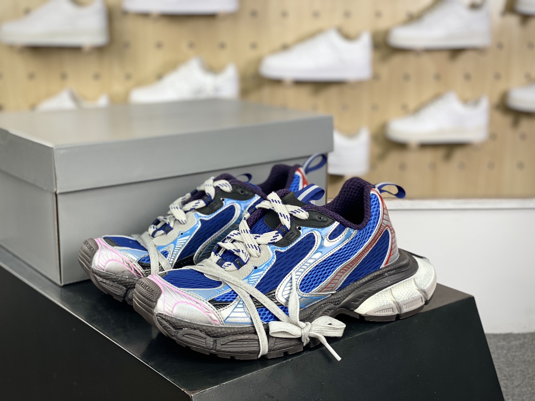 350 巴黎世家BALENCIAGA 3XL Sneakers 3+系列低帮慢跑鞋“网织银白深蓝”734731 W3XL5 9047