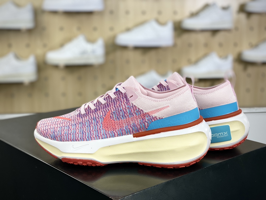 200 耐克Nike ZoomX Invincible Run Flyknit 3"White/Black/Blue/Pink"慢跑鞋“针织白黑浅蓝粉”DR2660-600