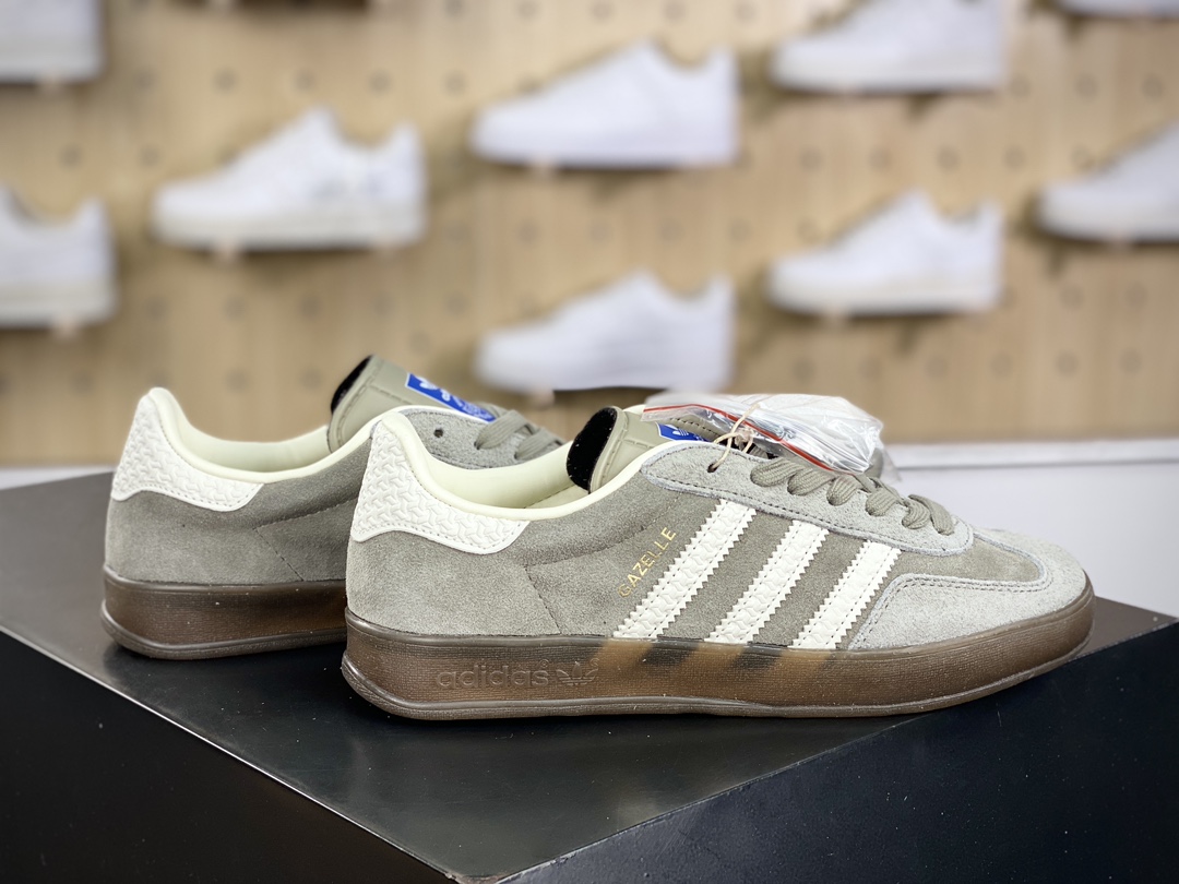 阿迪达斯Adidas Gazelle Indoor Trainers 羚羊内训板鞋“翻毛铁灰白生胶底”IF1807