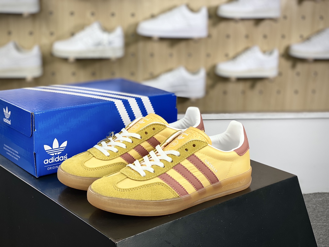 190 阿迪达斯Adidas Gazelle Indoor Trainers 羚羊内训系列低帮板鞋“翻毛粘土黄橘黄生胶底”IE2959