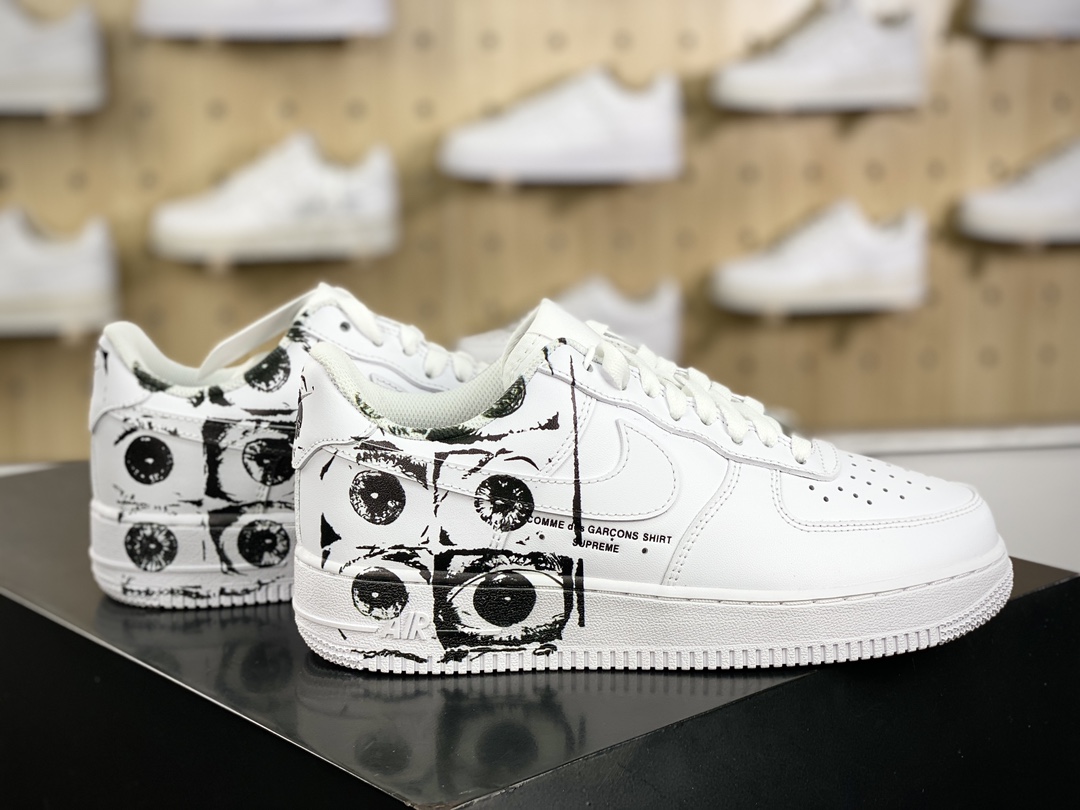 260 耐克Nike Air Force 1’07 Low空军一号系列经典低帮板鞋“皮革白涂鸦六眼”923044-100