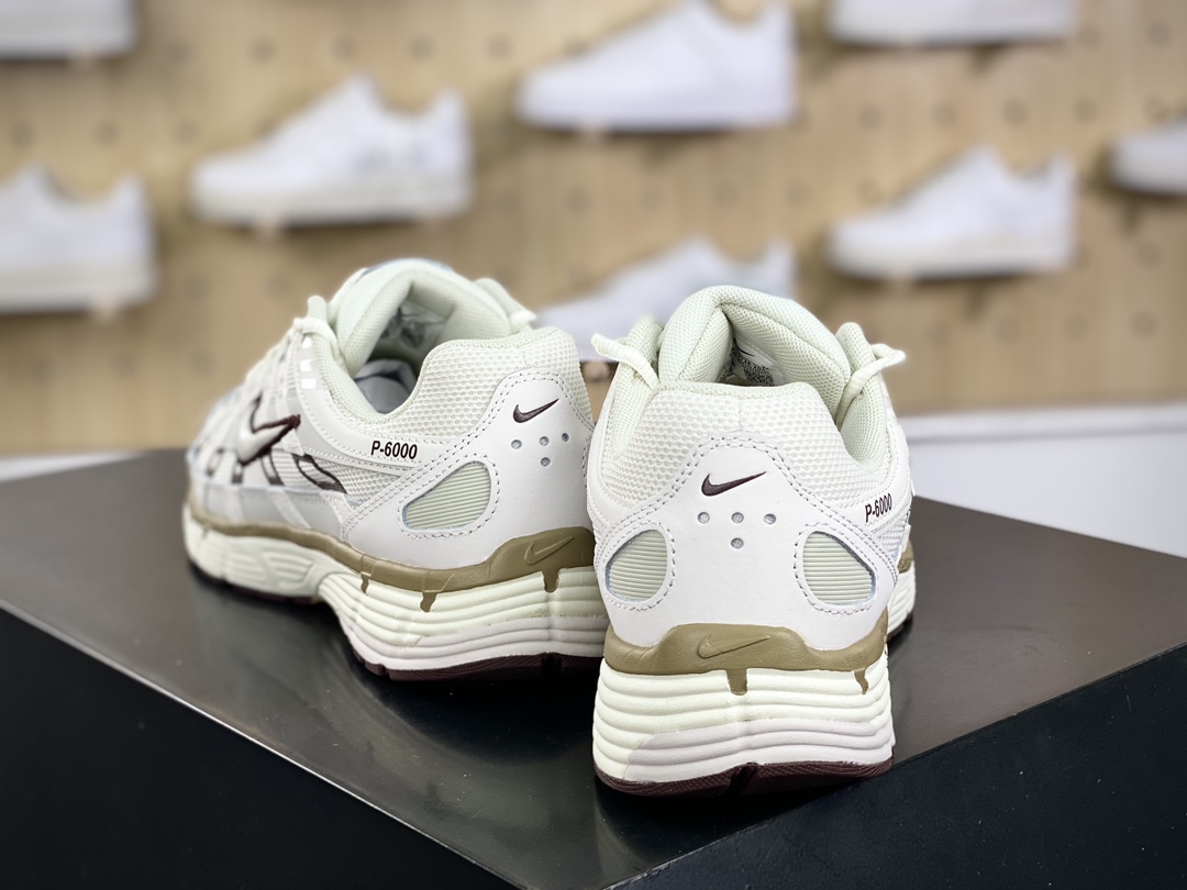 220 耐克Nike P-6000"Bone Sail Phantom"系列低帮慢跑鞋“米白酒红乌龙卡其”HF0728-201