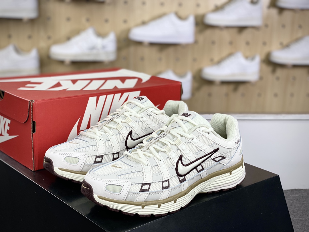 220 耐克Nike P-6000″Bone Sail Phantom”系列低帮慢跑鞋“米白酒红乌龙卡其”HF0728-201