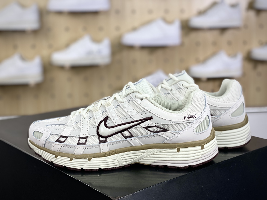 220 耐克Nike P-6000"Bone Sail Phantom"系列低帮慢跑鞋“米白酒红乌龙卡其”HF0728-201