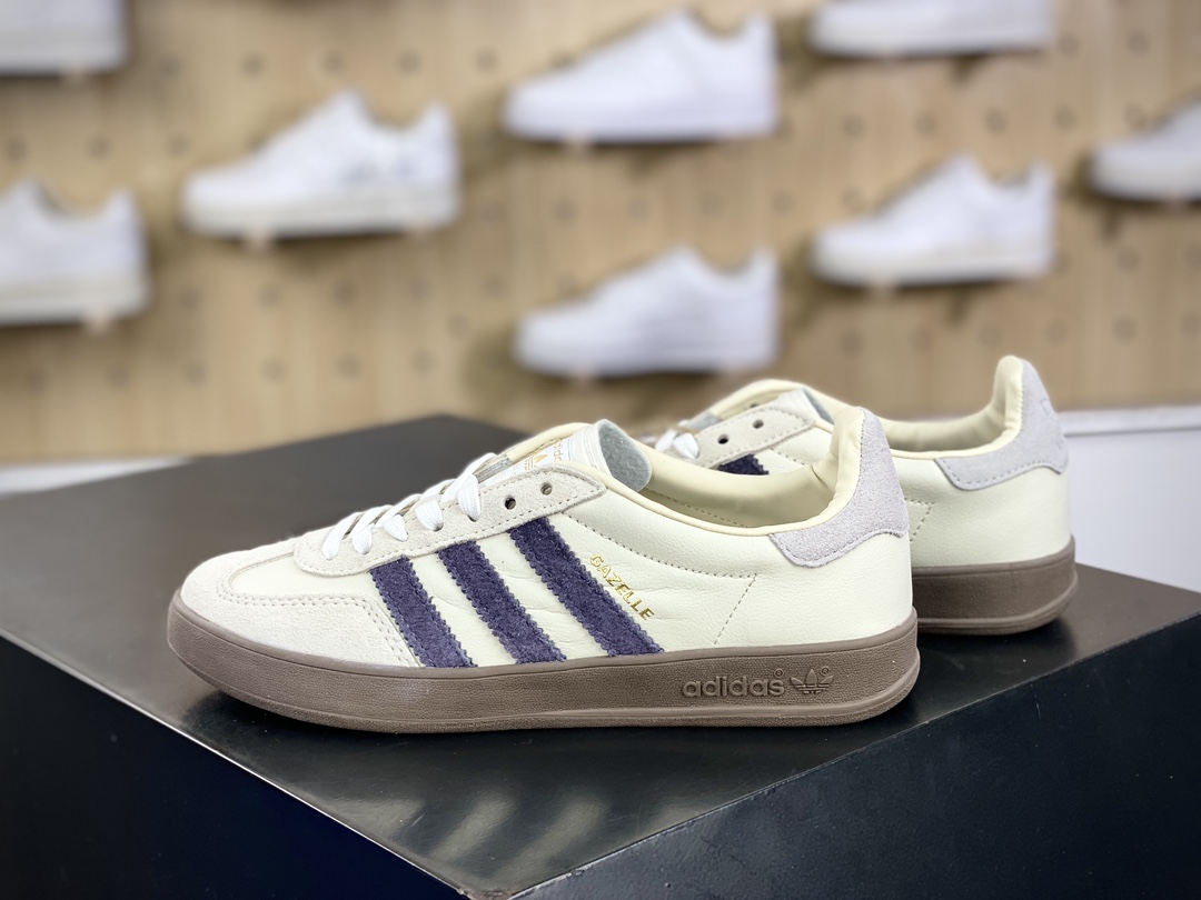 200 阿迪达斯Adidas Gazelle Indoor Trainers 羚羊板鞋““米白浅灰紫”IH8548