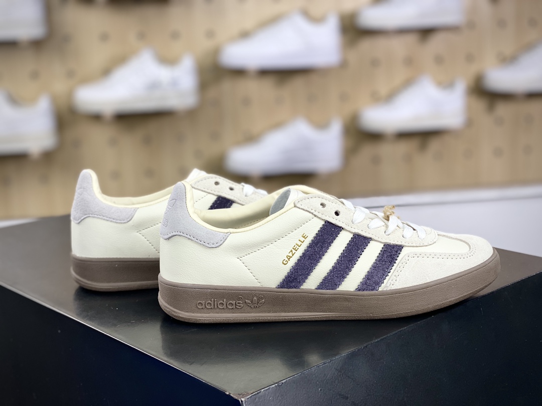 200 阿迪达斯Adidas Gazelle Indoor Trainers 羚羊板鞋““米白浅灰紫”IH8548