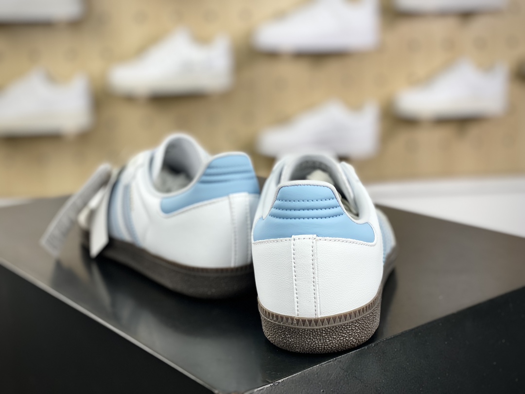 160 阿迪达斯/三叶草Adidas Originals Samba OG桑巴舞板鞋“皮革白灰浅蓝生胶底”ID2055