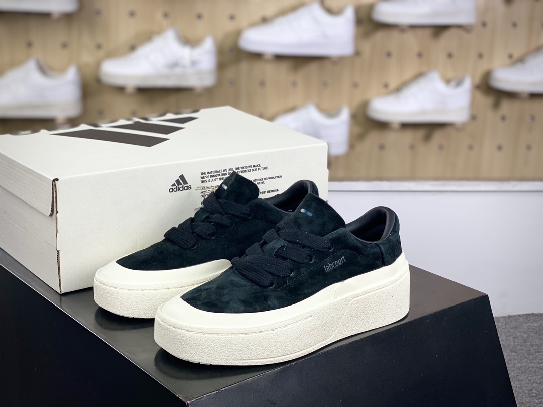 280 阿迪达斯Adidas Labcourt Low Lab球场系列板鞋“麂皮黑白”ID6227