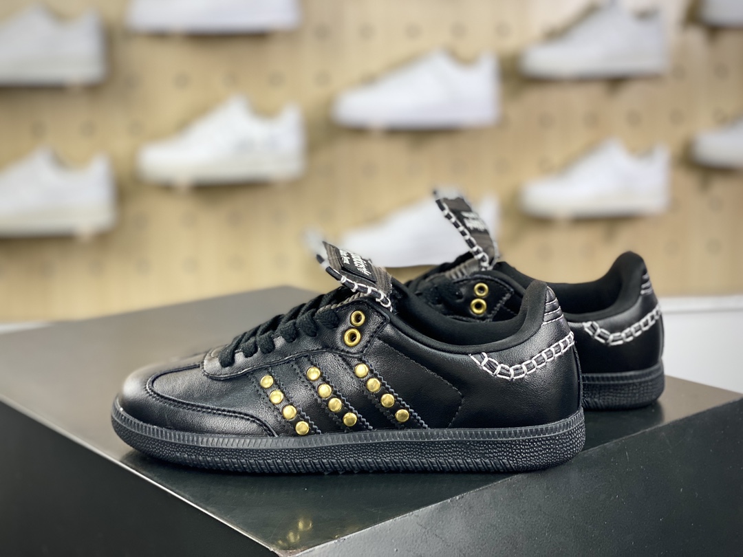 Wales Bonner x Adidas Originals Samba Classic”Studded Pack Black”桑巴舞板鞋“联名黑金铆钉”IG4303