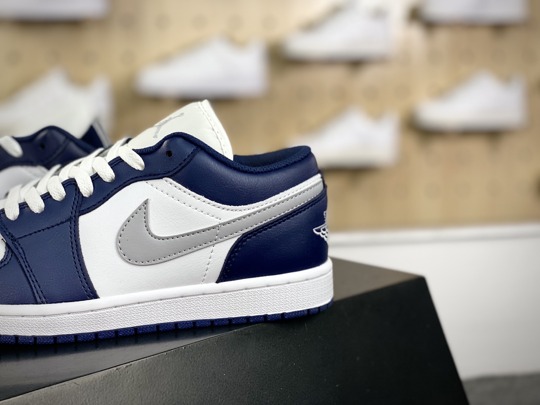 180 耐克Nike Air Jordan 1 Low"Midnight Navy Grey White"AJ1乔丹一代低帮篮球鞋“皮革海军蓝白灰”553558-141