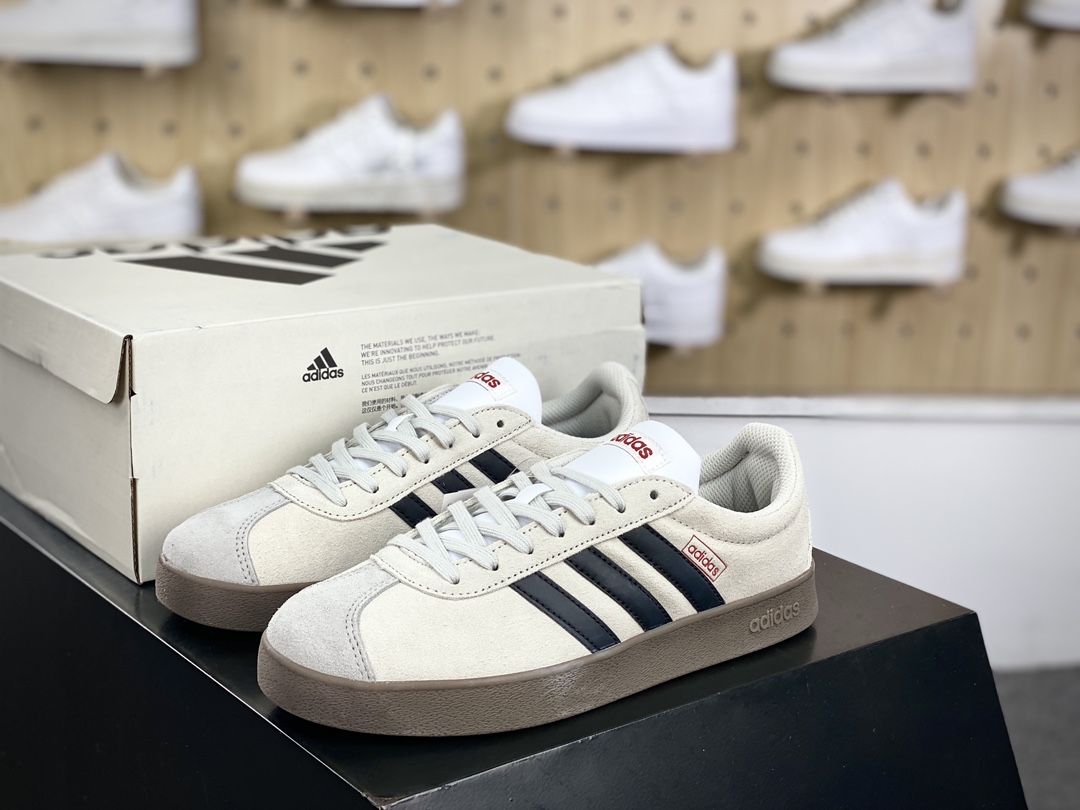 150 阿迪达斯Adidas Neo VL Court Lifestyle 2.0 板鞋“翻毛石灰黑焦糖底”HQ1802