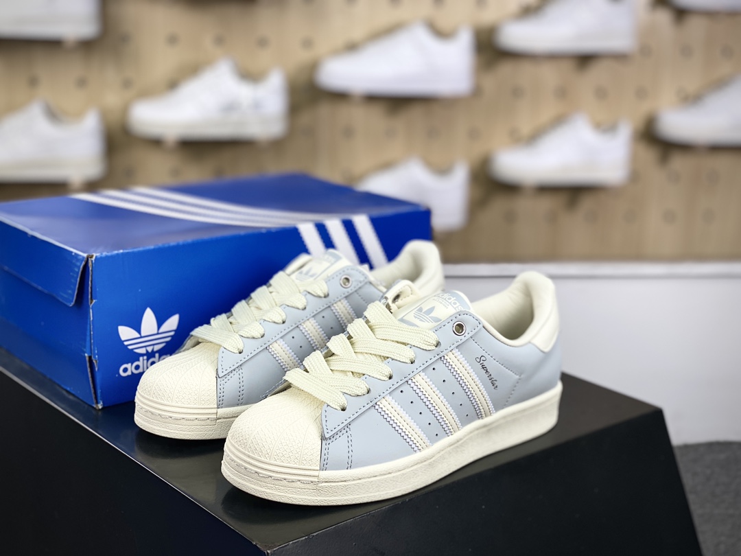 三叶草Adidas Originals Superstar”Milk Blue”经典板鞋“皮革奶油蓝灰白”IE3037