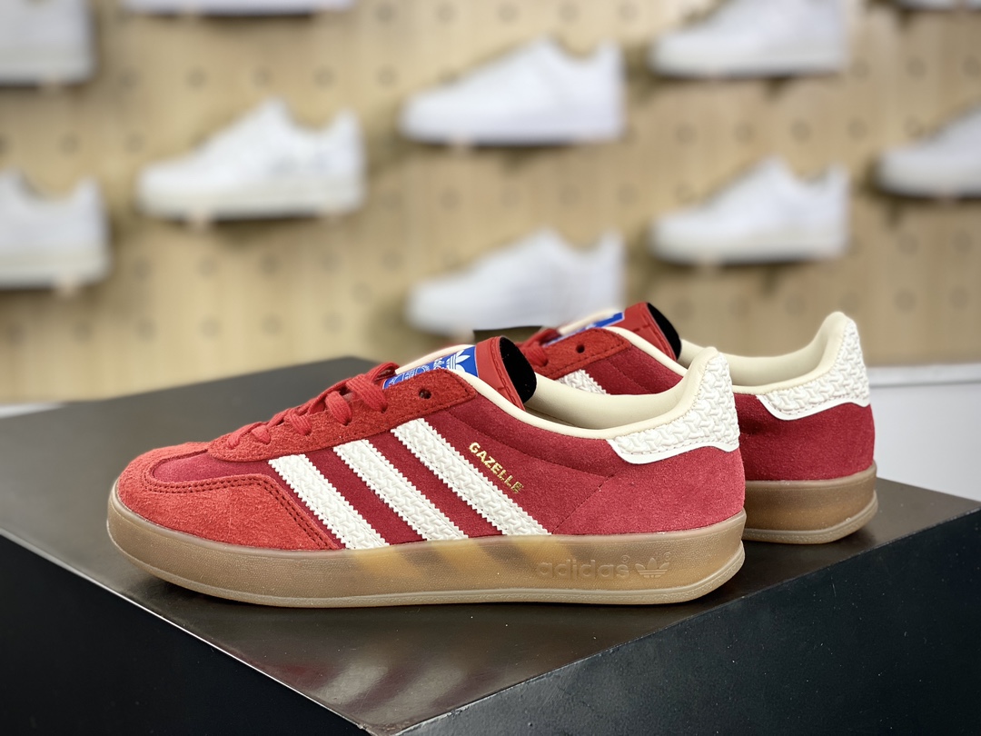 220 阿迪达斯Adidas Gazelle Indoor Trainers 羚羊板鞋“翻毛红白生胶底”IF1808