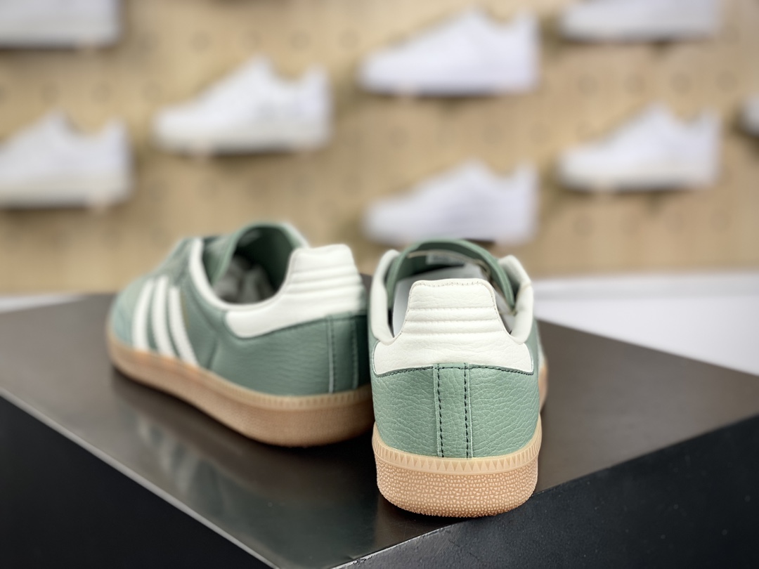 120 三叶草Adidas Originals Samba OG桑巴舞系列绅板鞋“皮革银绿白生胶底”IE7011