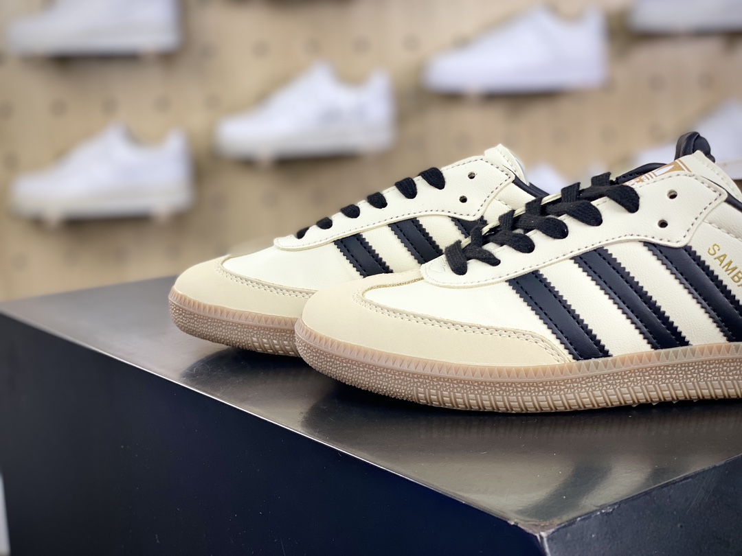 120 三叶草Adidas Originals Samba OG桑巴舞板鞋“皮革奶白黑生胶底”ID0478