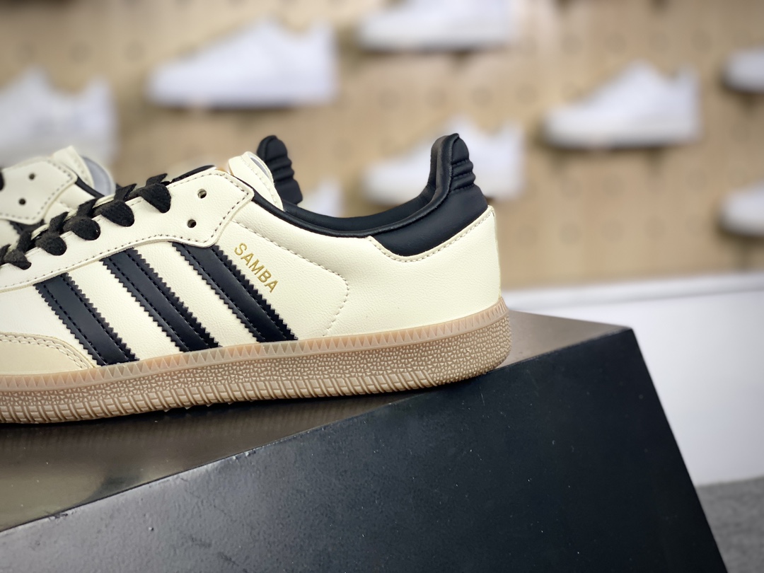 120 三叶草Adidas Originals Samba OG桑巴舞板鞋“皮革奶白黑生胶底”ID0478