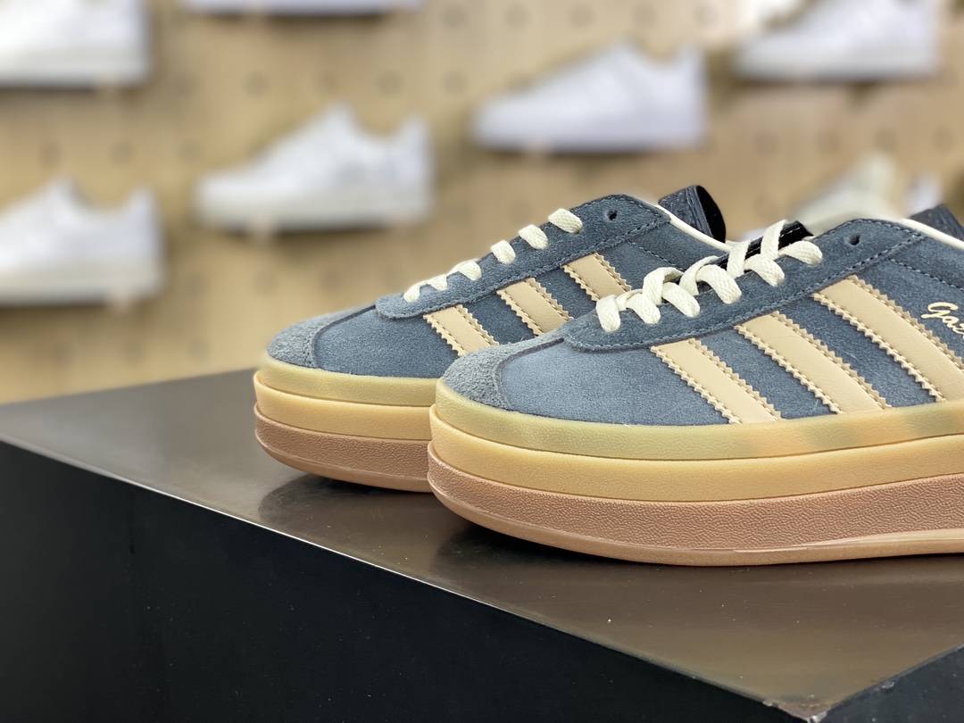 180 阿迪达斯Adidas Originals Gazelle Bold W 羚羊松糕板鞋“碳灰米棕生胶底”IF0428