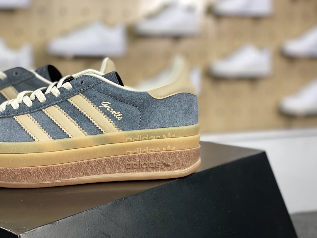 180 阿迪达斯Adidas Originals Gazelle Bold W 羚羊松糕板鞋“碳灰米棕生胶底”IF0428