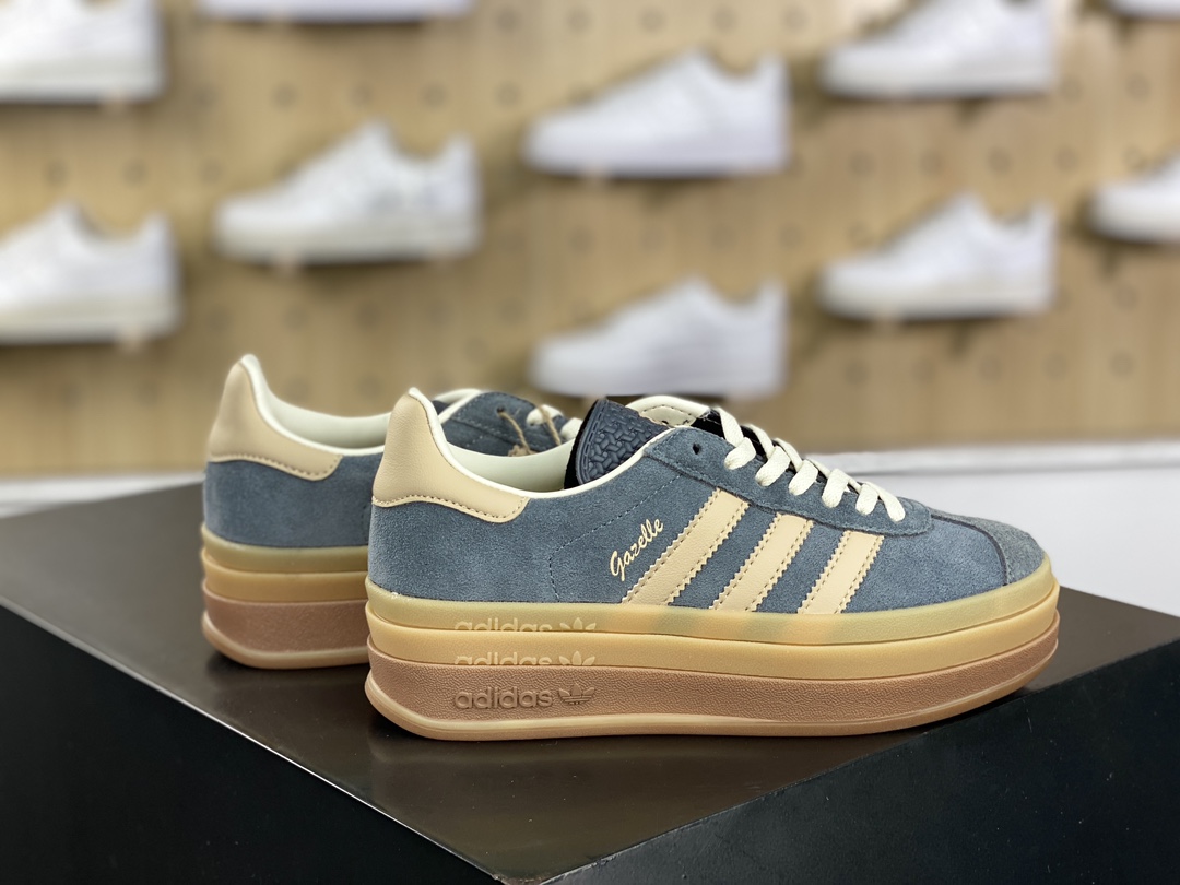 180 阿迪达斯Adidas Originals Gazelle Bold W 羚羊松糕板鞋“碳灰米棕生胶底”IF0428