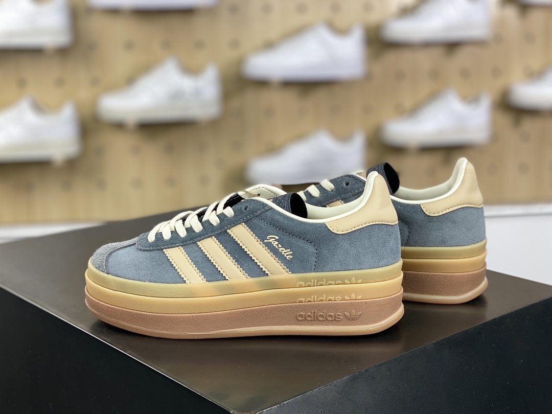 180 阿迪达斯Adidas Originals Gazelle Bold W 羚羊松糕板鞋“碳灰米棕生胶底”IF0428