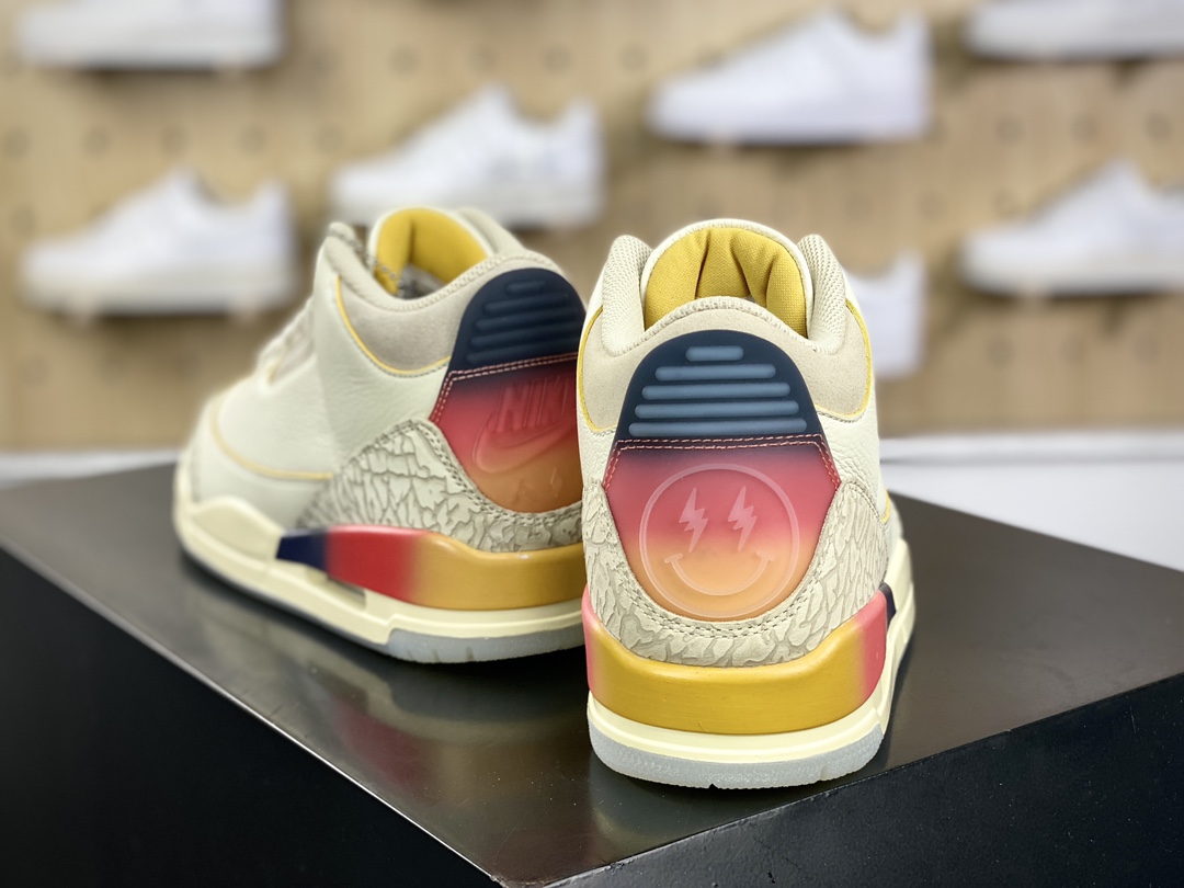 450  Nike Air Jordan 3 Retro SP"Medellín Sunset"迈克尔·乔丹AJ3代中帮篮球鞋“联名白蓝红粉紫日落渐变做旧”FN0344-901