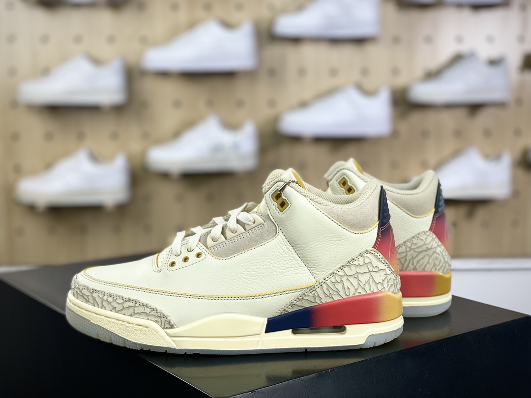 450  Nike Air Jordan 3 Retro SP"Medellín Sunset"迈克尔·乔丹AJ3代中帮篮球鞋“联名白蓝红粉紫日落渐变做旧”FN0344-901