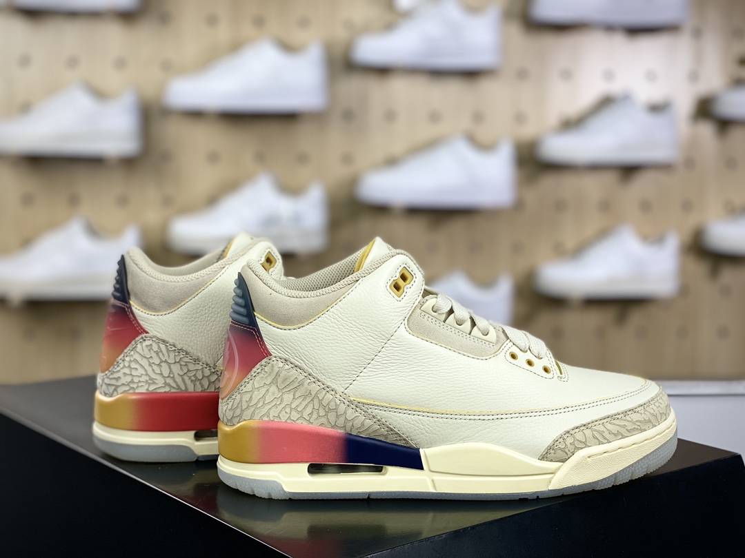 450  Nike Air Jordan 3 Retro SP"Medellín Sunset"迈克尔·乔丹AJ3代中帮篮球鞋“联名白蓝红粉紫日落渐变做旧”FN0344-901