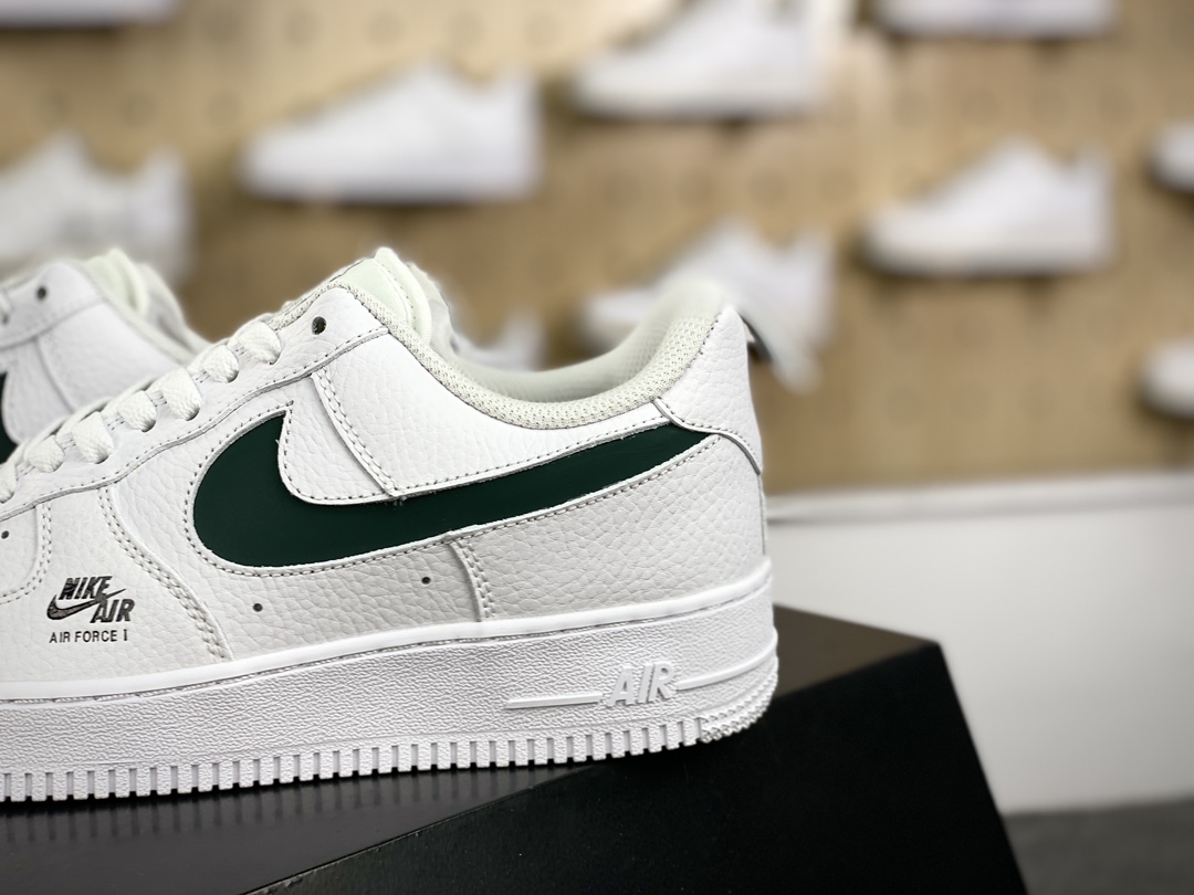 200 Nike Air Force 1 ′07 Low Premium"Cut Out/White/Jasper"空军一号板鞋“皮革白3M墨绿镂空钩子”CV3039-116