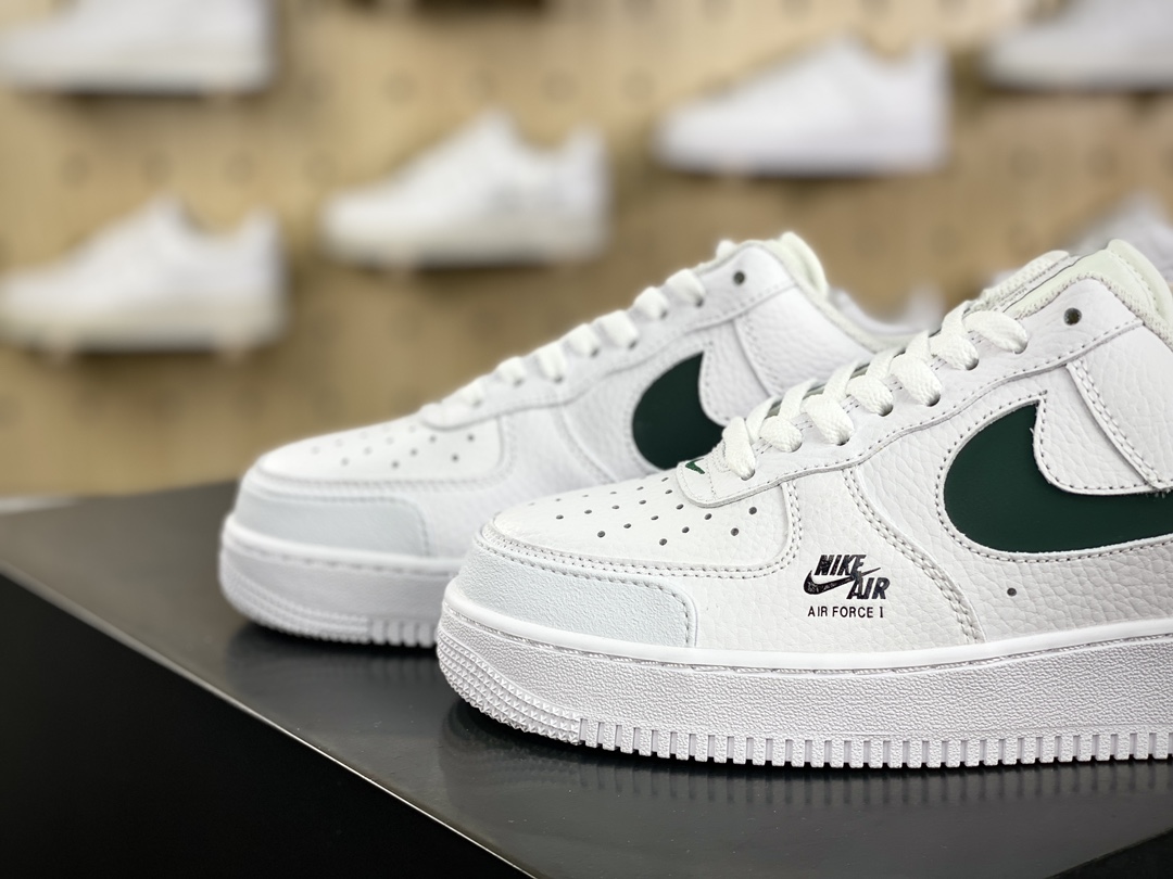 200 Nike Air Force 1 ′07 Low Premium"Cut Out/White/Jasper"空军一号板鞋“皮革白3M墨绿镂空钩子”CV3039-116