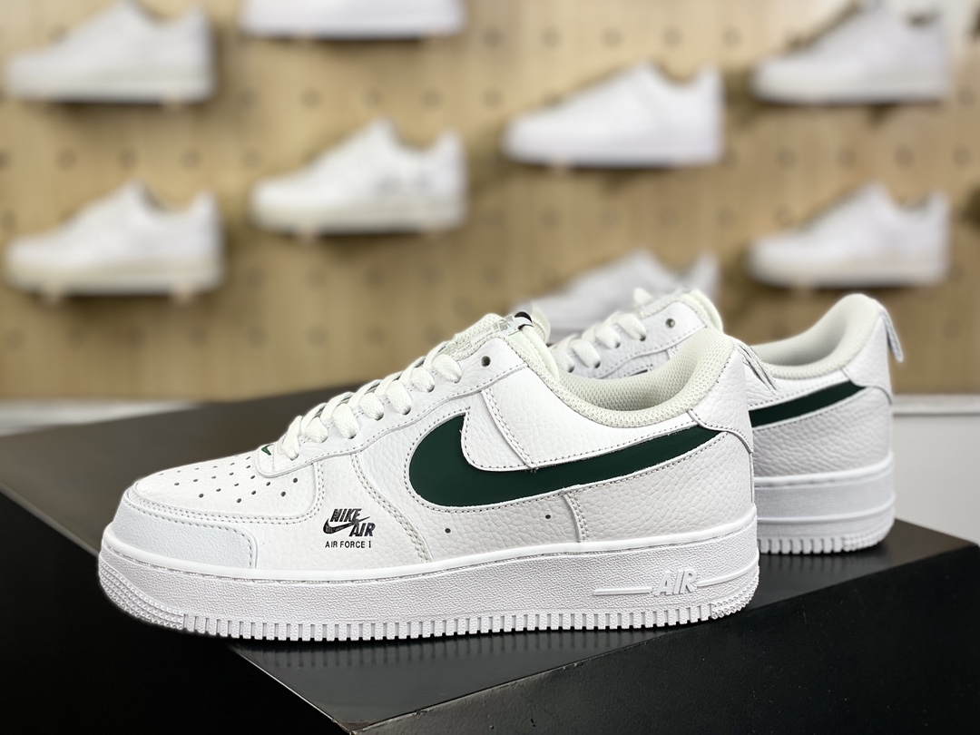 200 Nike Air Force 1 ′07 Low Premium"Cut Out/White/Jasper"空军一号板鞋“皮革白3M墨绿镂空钩子”CV3039-116