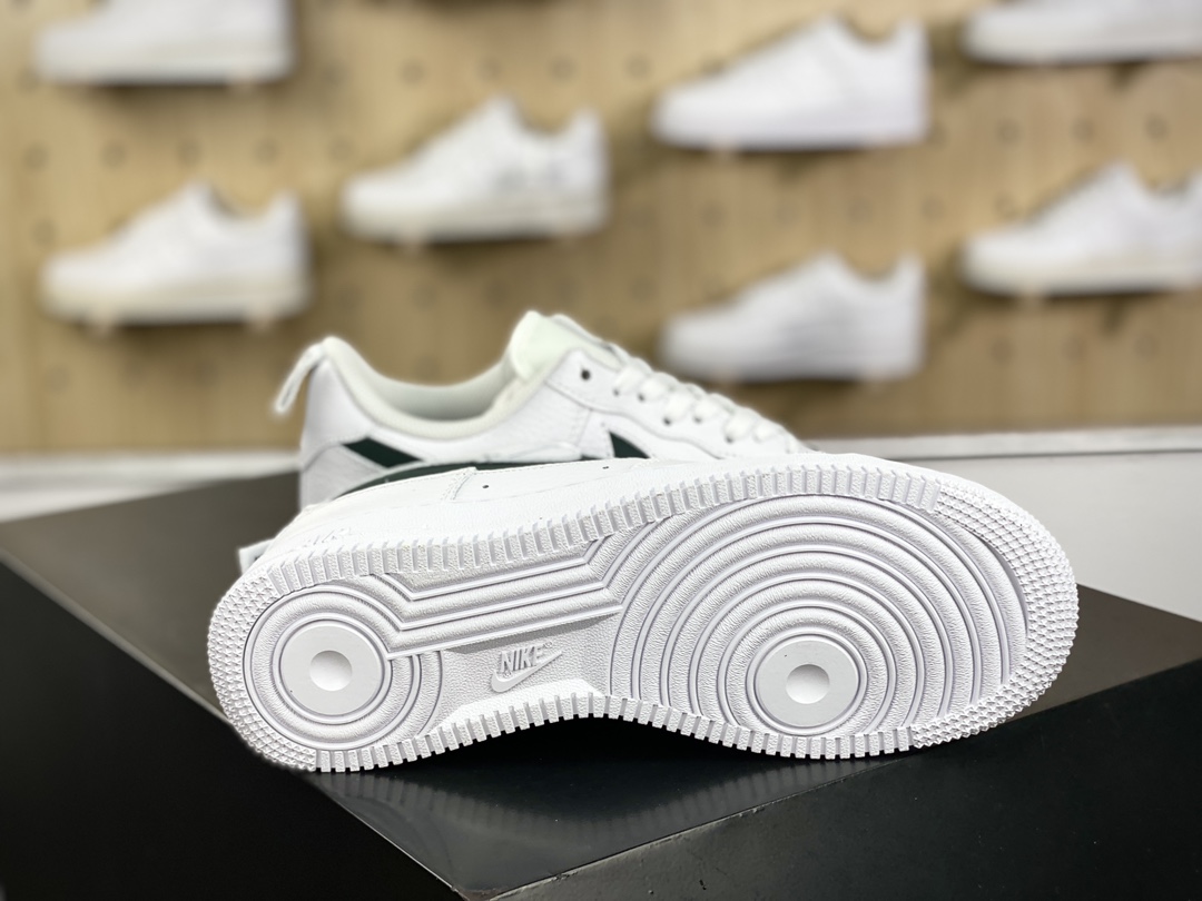 200 Nike Air Force 1 ′07 Low Premium"Cut Out/White/Jasper"空军一号板鞋“皮革白3M墨绿镂空钩子”CV3039-116