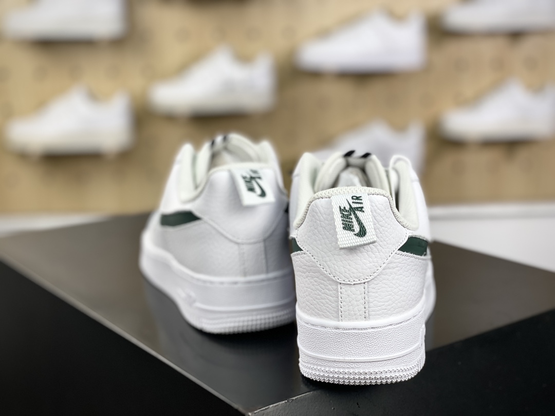 200 Nike Air Force 1 ′07 Low Premium"Cut Out/White/Jasper"空军一号板鞋“皮革白3M墨绿镂空钩子”CV3039-116