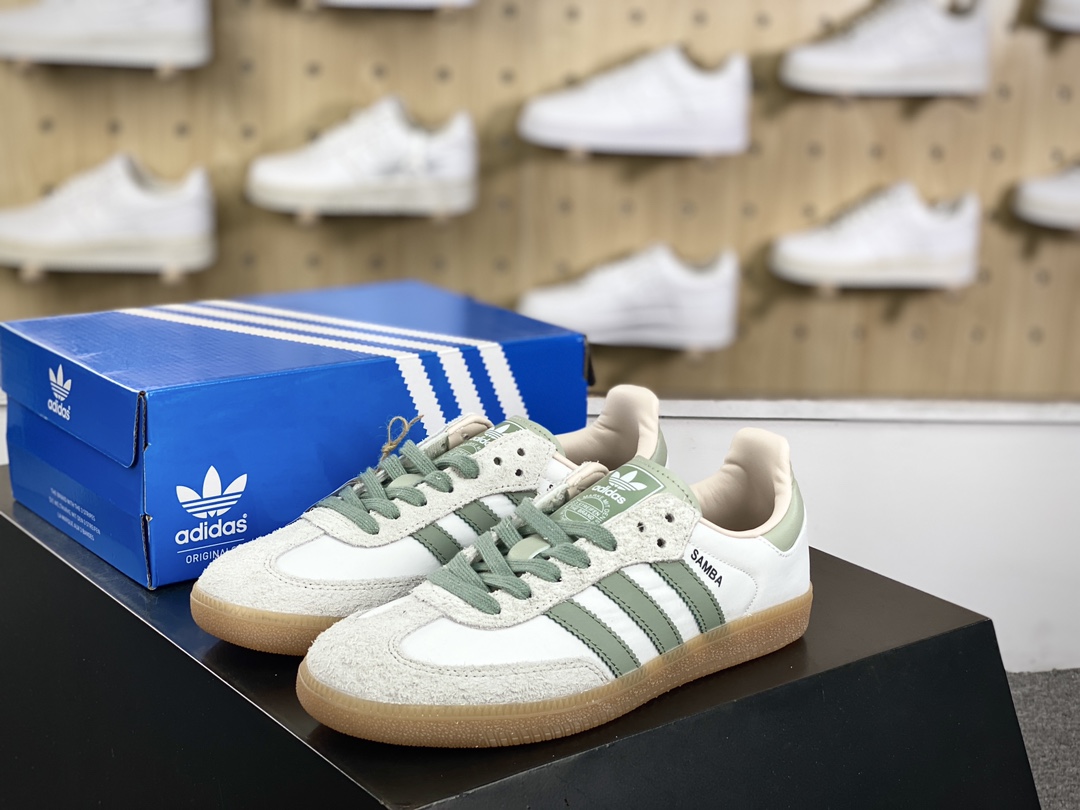 阿迪达斯/三叶草Adidas Originals Samba OG桑巴舞板鞋“抹茶白绿生胶底”ID0492