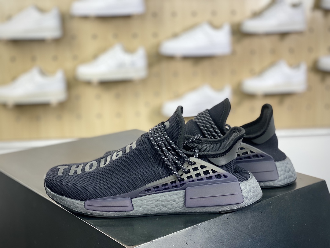 280 菲董联名BBC x Pharrell Williams x adidas Originals NMD Hu Trail NERD人类系列休闲慢跑鞋“黑武士”GX2487