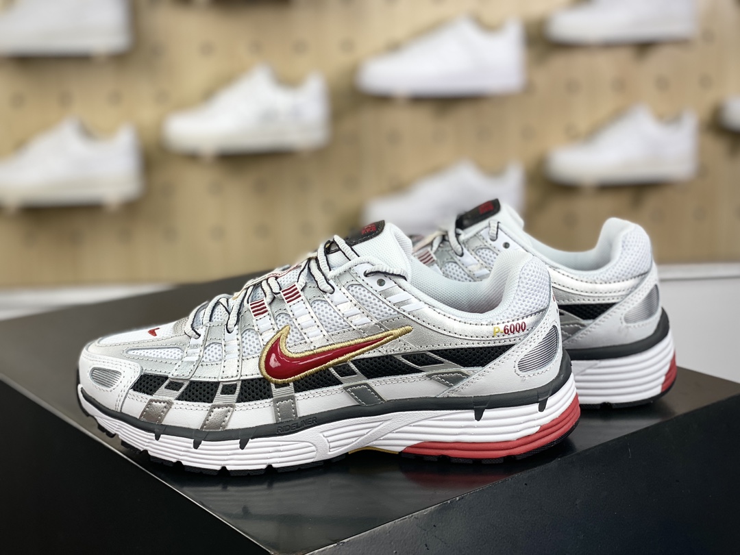 220 耐克Nike P-6000"White/Grey/Red"系列低帮复古老爹慢跑鞋“子弹银白黑鲜红”BV1021-101