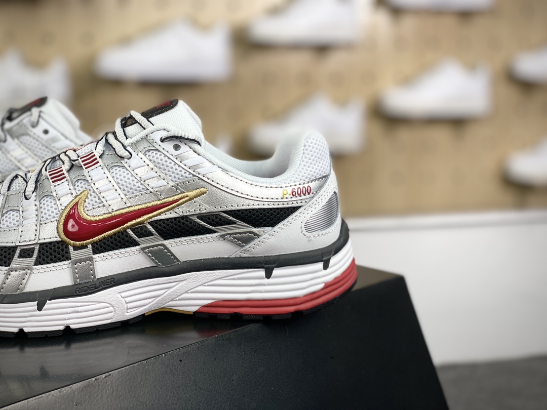 220 耐克Nike P-6000"White/Grey/Red"系列低帮复古老爹慢跑鞋“子弹银白黑鲜红”BV1021-101