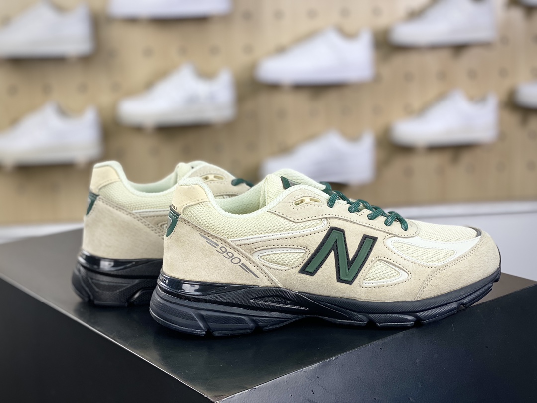 240 NB新百伦New Balance in USA M990V4"Macadamia Nut"系列老爹跑步鞋“澳洲建构米黄绿黑”U990GB4