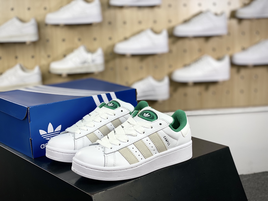 140 阿迪达斯Adidas Originals Campus 00s 学院系列面包板鞋“皮面米白绿”ID2067