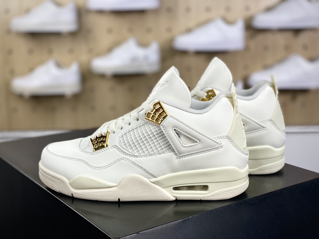 380 耐克Nike Wmns Air Jordan 4 OG''Sail Metallic Gold"迈克尔·乔丹AJ4代篮球鞋“盐白金属金扣”AQ9129-170